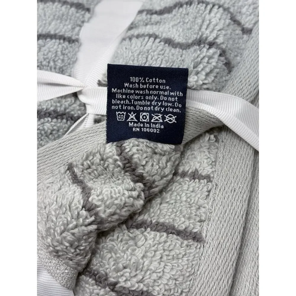 Brooks Brothers Grey Gray Striped Cotton Washcloths 4 Face Cloths 13X13”